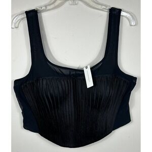 Anthropologie Geisha Designs Corset Top Women XL Black Mesh Soutache Bodice Goth